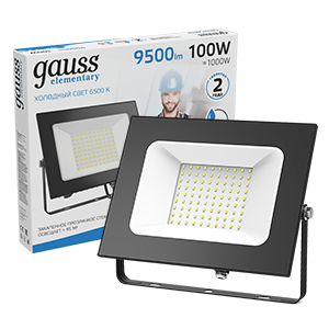Прожектор Gauss Elementary 100W 9500lm 6500К 175-265V IP65 черный LED 1/4